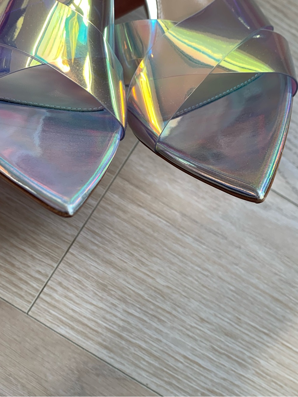 Gianvito Rossi Iridescent Leather and PVC Stark Sandals Heels NWT Size 39.5 IT - Picture 8 of 10